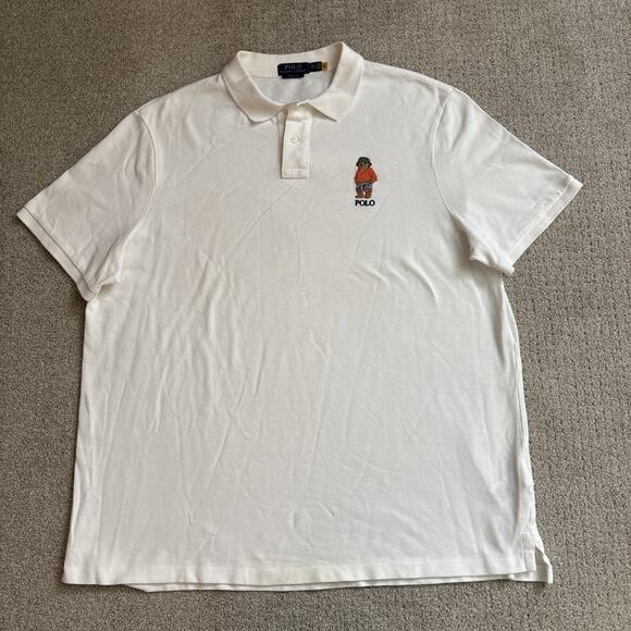 Polo Ralph Lauren White Hawiian Polo Bear Polo Shirt Men Size XXL Cotton - Picture 3 of 9